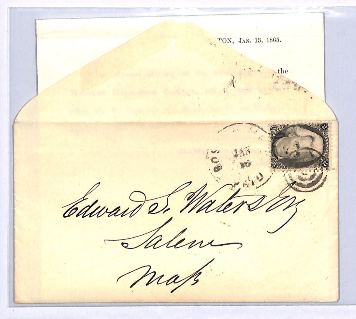 USA Classic Cover 2c 1865 Boston Salem Massachusetts Contents{samwells}WB329 - Image 3