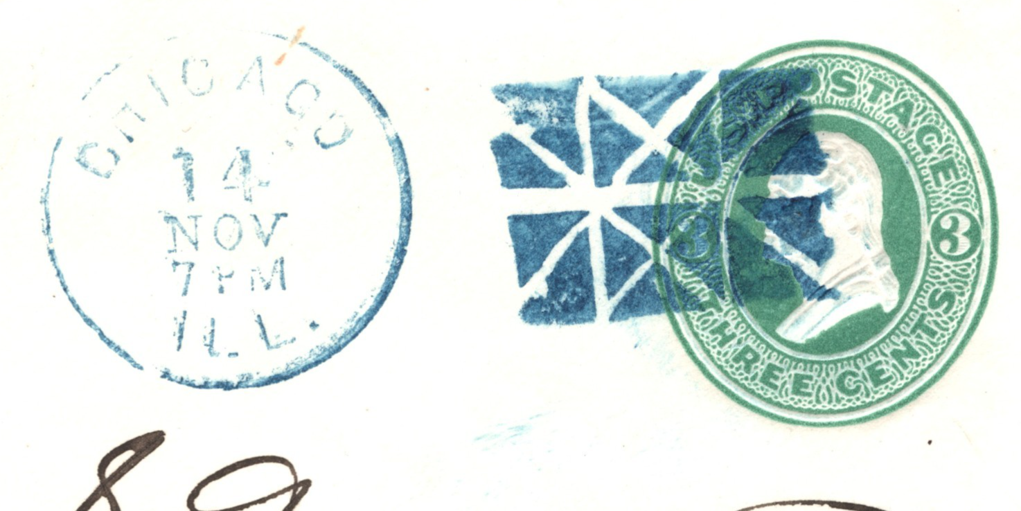 USA Classic Cover *BRIGHT BLUE* FANCY CANCEL Stationery 3c CHICAGO IL XU368 - Image 6