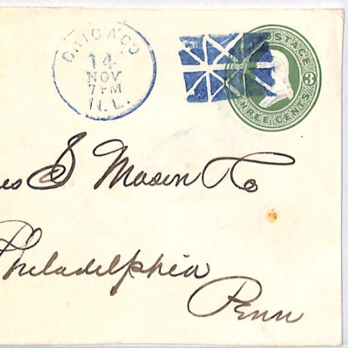 USA Classic Cover *BRIGHT BLUE* FANCY CANCEL Stationery 3c CHICAGO IL XU368 - Image 8