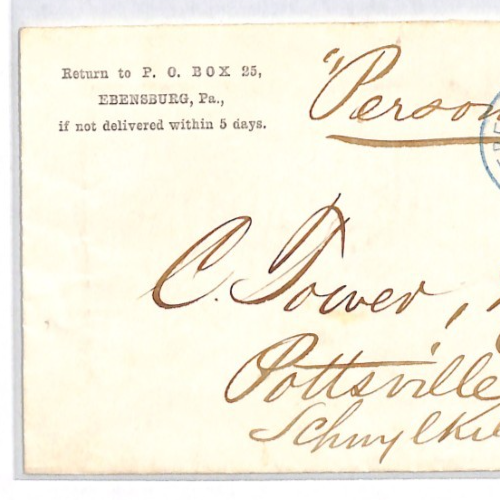 USA Classic Cover *BRIGHT BLUE* FANCY CANCEL Stationery 3c EBENSBURGH PA XU339 - Image 7