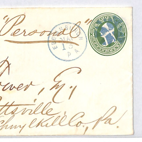 USA Classic Cover *BRIGHT BLUE* FANCY CANCEL Stationery 3c EBENSBURGH PA XU339 - Image 8