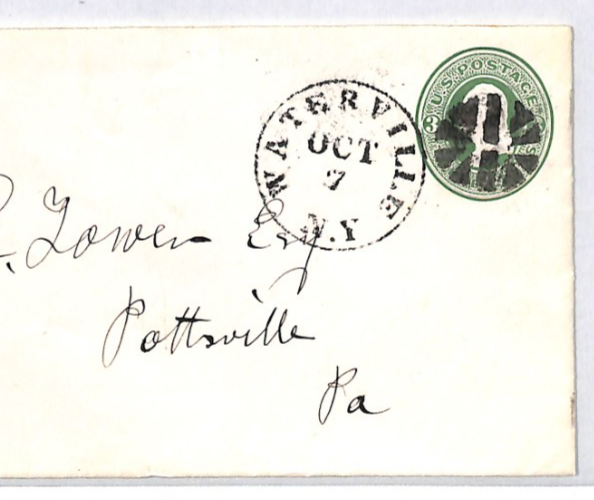 USA Classic Cover FANCY CANCEL Postal Stationery 3c *WATERVILLE* NY XU346 - Image 3