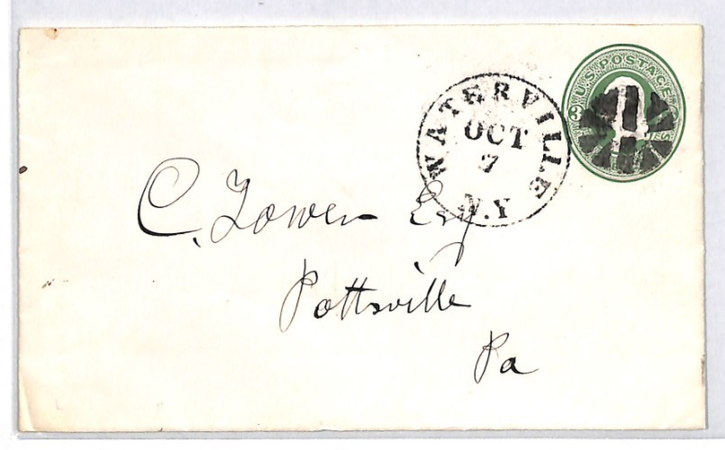 USA Classic Cover FANCY CANCEL Postal Stationery 3c *WATERVILLE* NY XU346 - Image 4