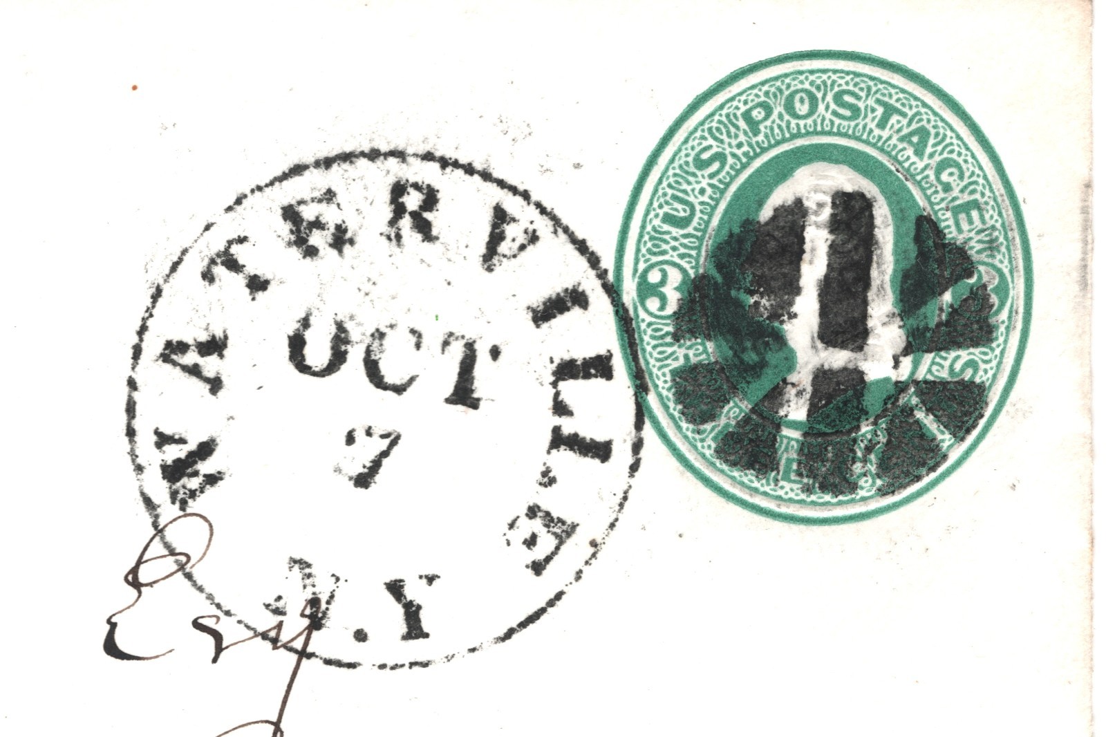 USA Classic Cover FANCY CANCEL Postal Stationery 3c *WATERVILLE* NY XU346 - Image 6