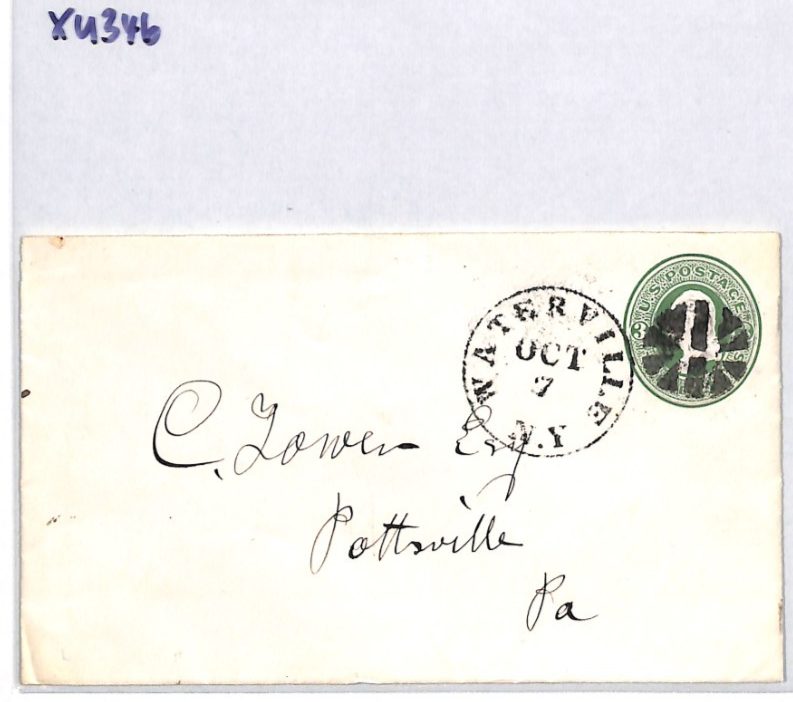 USA Classic Cover FANCY CANCEL Postal Stationery 3c *WATERVILLE* NY XU346 - Image 9