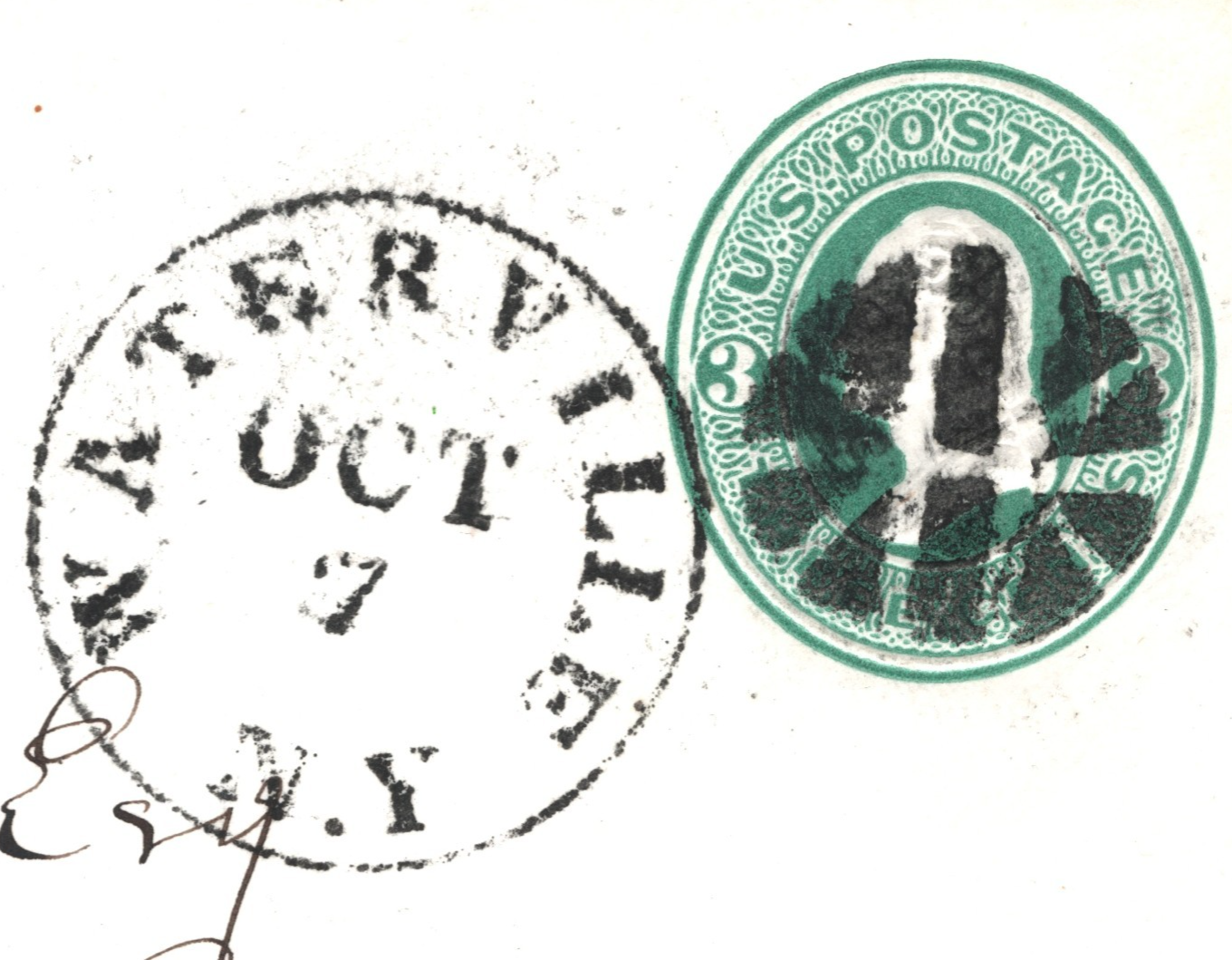 USA Classic Cover FANCY CANCEL Postal Stationery 3c *WATERVILLE* NY XU346