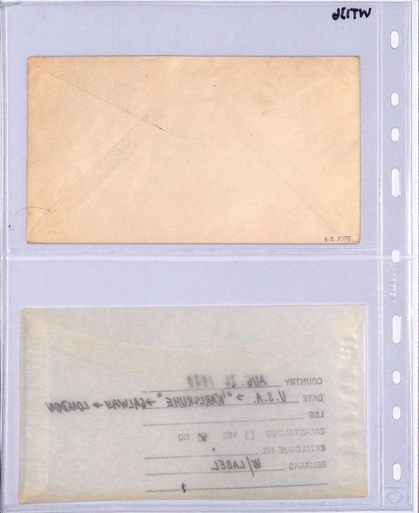 USA Cover  1929 TRANSATLANTIC Air Mail *KARLSRUHE-GALWAY* Label/Etiquette WT136 - Image 8
