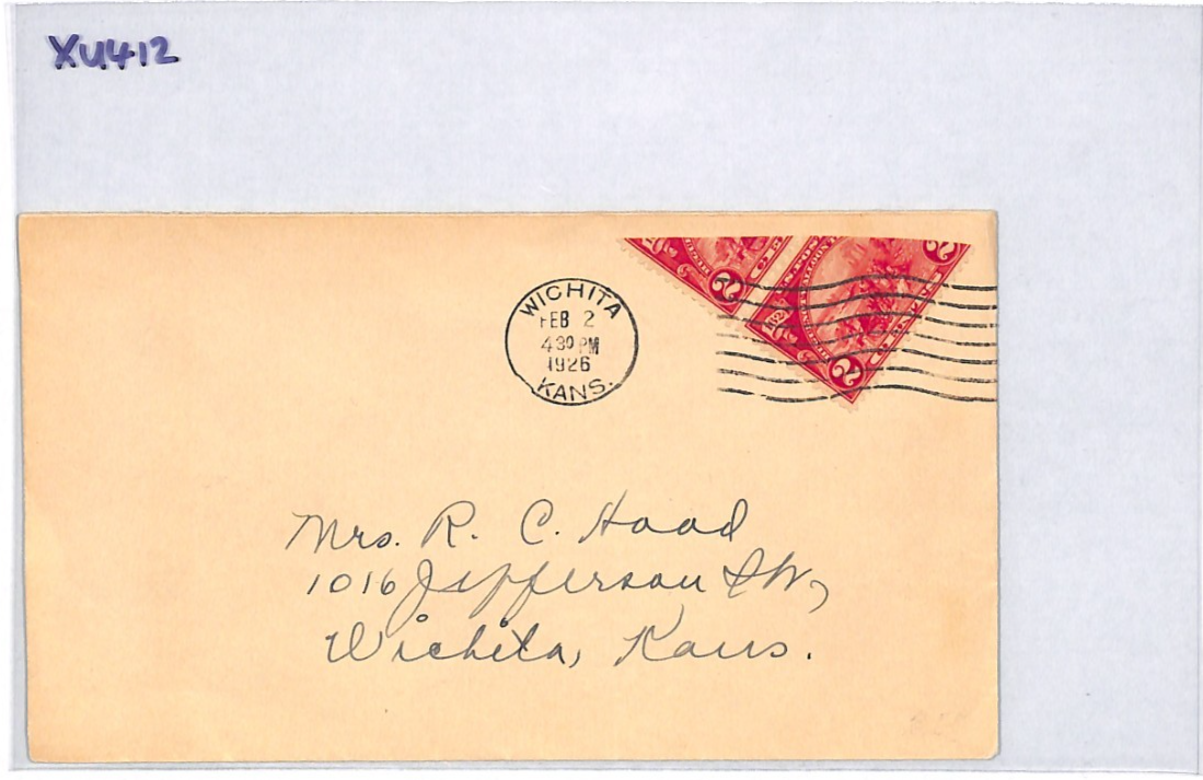 USA Cover *UNUSUAL BISECT PAIR VARIETY* 2c Pair WICHITA KANS 1926 Machine XU412 - Image 11