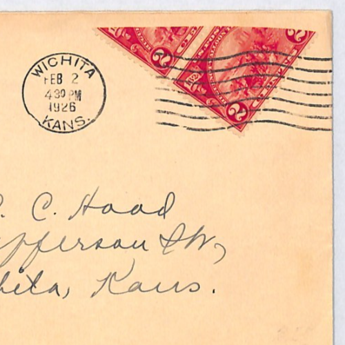 USA Cover *UNUSUAL BISECT PAIR VARIETY* 2c Pair WICHITA KANS 1926 Machine XU412 - Image 5