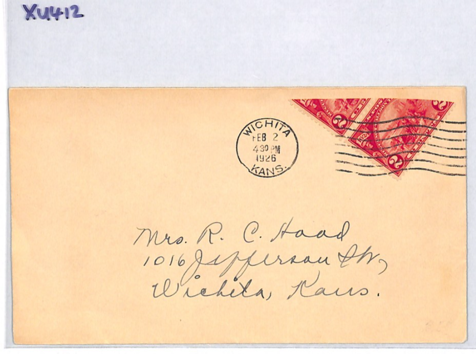 USA Cover *UNUSUAL BISECT PAIR VARIETY* 2c Pair WICHITA KANS 1926 Machine XU412 - Image 9