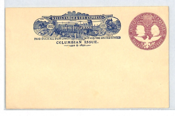 USA Cover WELLS FARGO 1892 *Columbian Issue* 2c Postal Stationery Envelope XT179 - Image 3