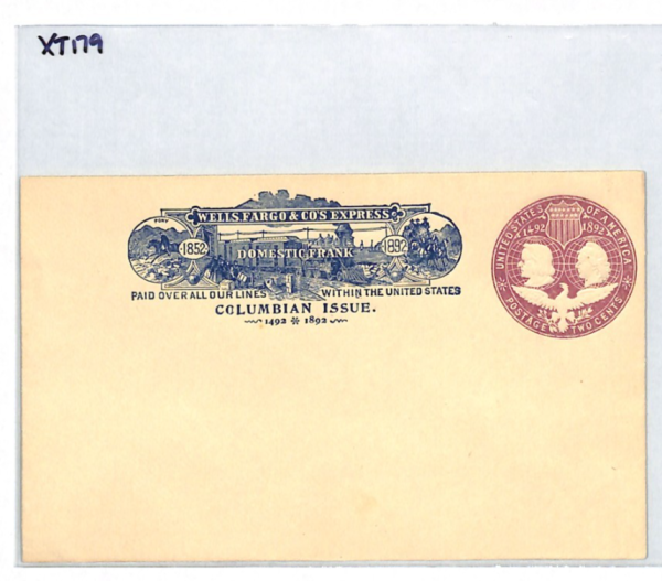 USA Cover WELLS FARGO 1892 *Columbian Issue* 2c Postal Stationery Envelope XT179 - Image 6