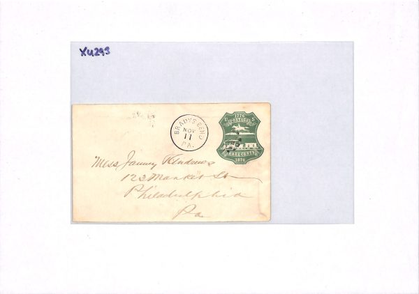 USA Cover c1876 Centenary Stationery 3c *BRADY'S BEND/PA* CDS Philadelphia XU293 - Image 9