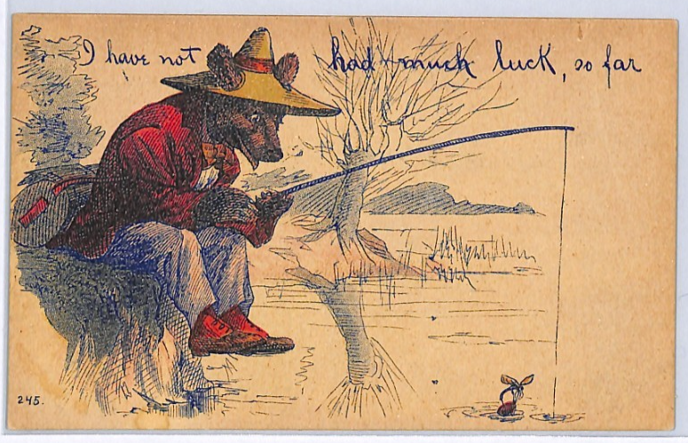 USA FISHING ART Postcard FOX Fisherman Caricature ANGLING {samwells-covers}WP298 - Image 3