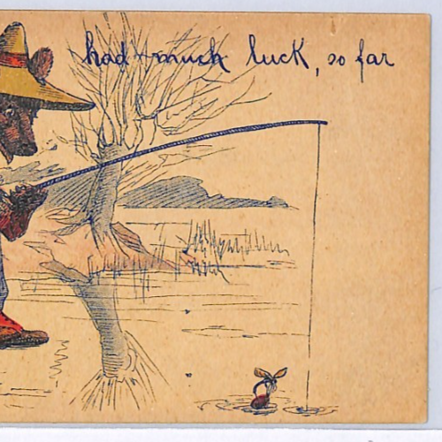 USA FISHING ART Postcard FOX Fisherman Caricature ANGLING {samwells-covers}WP298 - Image 7