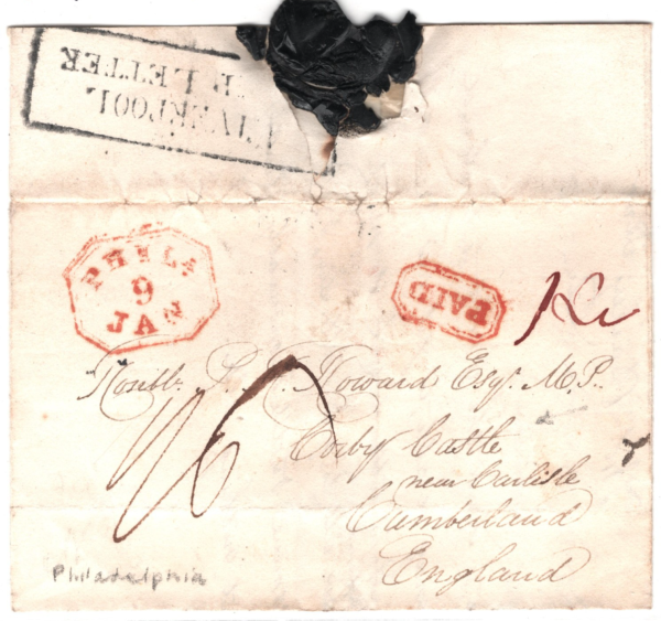 USA GB TRANSATLANTIC Cover Cumberland *Corby Castle* LIVERPOOL SHIP LETTER  XG86 - Image 3
