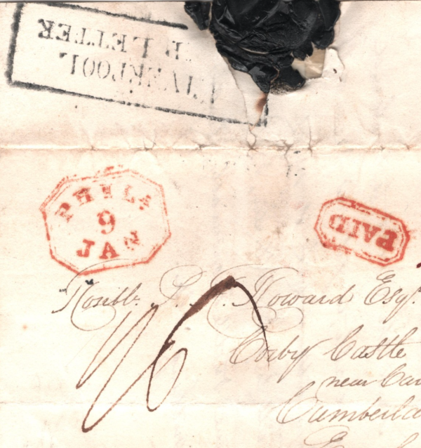 USA GB TRANSATLANTIC Cover Cumberland *Corby Castle* LIVERPOOL SHIP LETTER  XG86