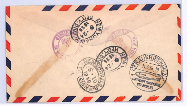 USA HINDENBURG ZEPPELIN Air 1936 Cover *FIRST FLIGHT CACHET AS CANCEL* ! XF106 - Image 5