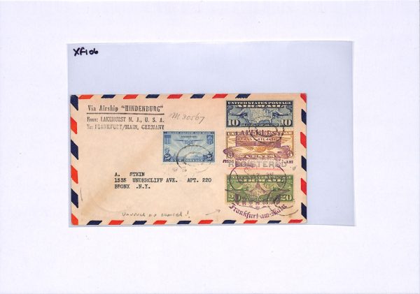 USA HINDENBURG ZEPPELIN Air 1936 Cover *FIRST FLIGHT CACHET AS CANCEL* ! XF106 - Image 10