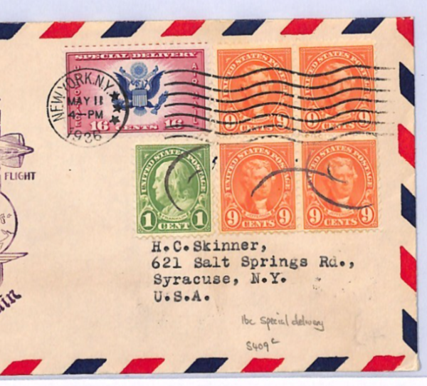 USA HINDENBURG ZEPPELIN Air Cover 16c *SPECIAL DELIVERY* 1936 FIRST FLIGHT XF104 - Image 4