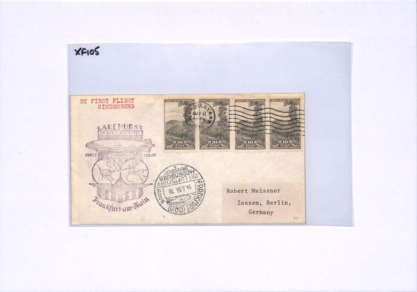 USA HINDENBURG ZEPPELIN Air Cover FIRST FLIGHT 1936 Frankfurt PICTORIAL XF105 - Image 6