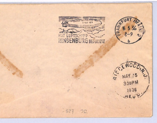 USA HINDENBURG ZEPPELIN Air *ILLUSTRATED*Cover FIRST FLIGHT 1936 Frankfurt XF109 - Image 6