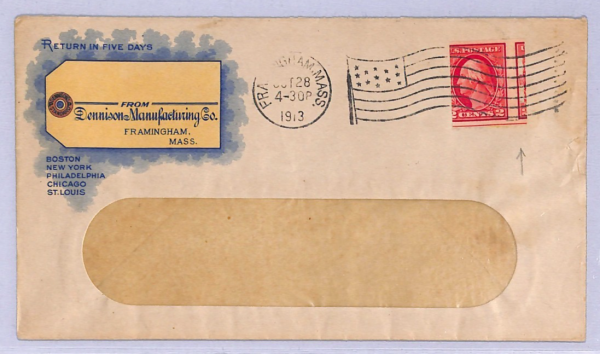 USA Illustrated Advert Cover Framingham Massachusetts Perf Error 1913 WT112 - Image 3