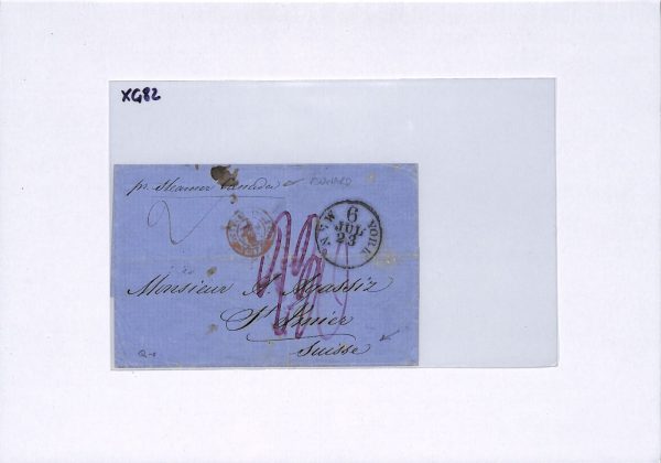 USA Maritime Cover 1864 SWITZERLAND Chaux-de-Fonds CANADA STEAMER CUNARD NY XG82 - Image 4