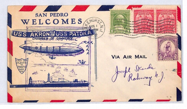 USA OLYMPICS 1932 AIRSHIP Cover *OVERPRINT/DOUBLE CACHET* San Pedro Label LZ153 - Image 4