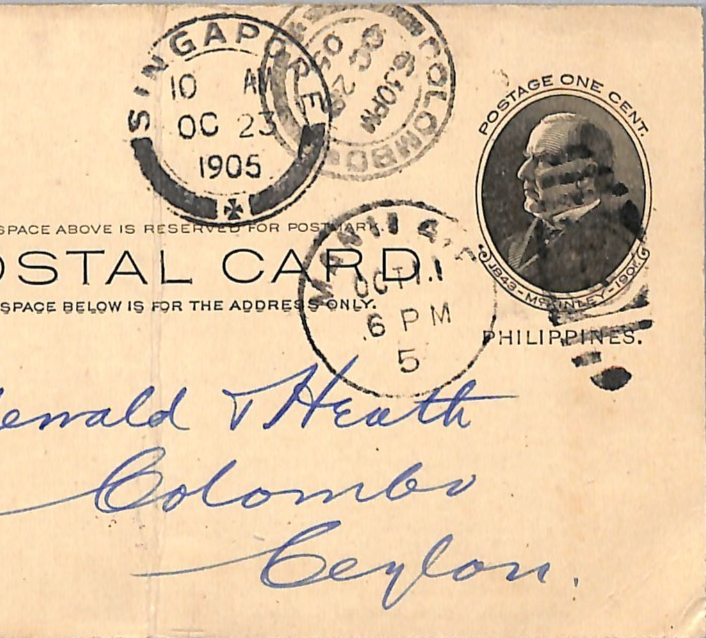 USA PHILIPPINES Advert Card TELEGRAPH CABLING Manila CEYLON Singapore 1905 UG196