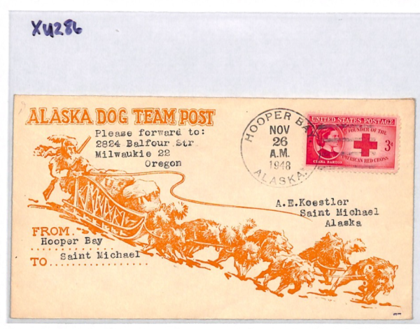 USA POLAR Cover ALASKA DOG TEAM POST Hooper Bay 1946 Saint Michael ARCTIC XU286 - Image 5