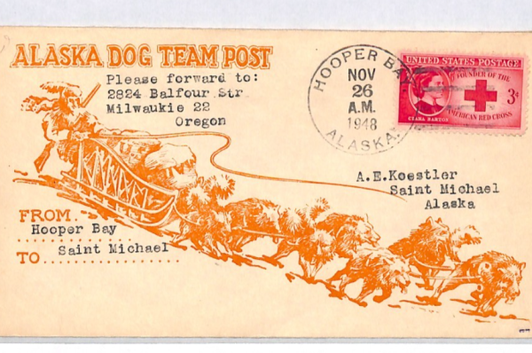 USA POLAR Cover ALASKA DOG TEAM POST Hooper Bay 1946 Saint Michael ARCTIC XU286