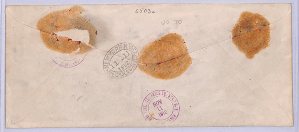 USA POSTAL SAVINGS Official Stationery Cover Reg 1912 Tompkins Square NYC WT108 - Image 4