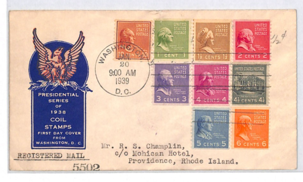 USA Prexie FDC 1939 PRESIDENTIAL Series COIL STAMPS Washington ILLUSTRATED XU243 - Image 3