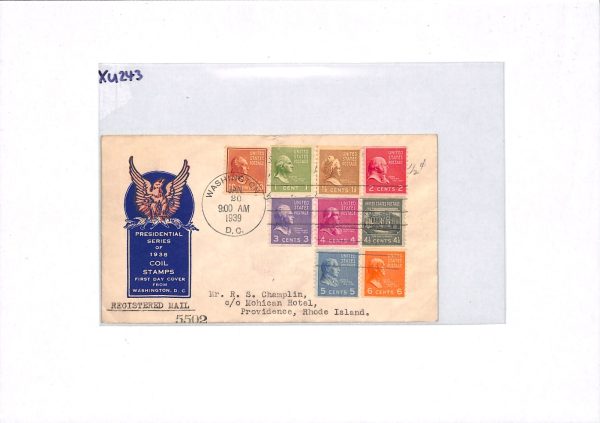 USA Prexie FDC 1939 PRESIDENTIAL Series COIL STAMPS Washington ILLUSTRATED XU243 - Image 6
