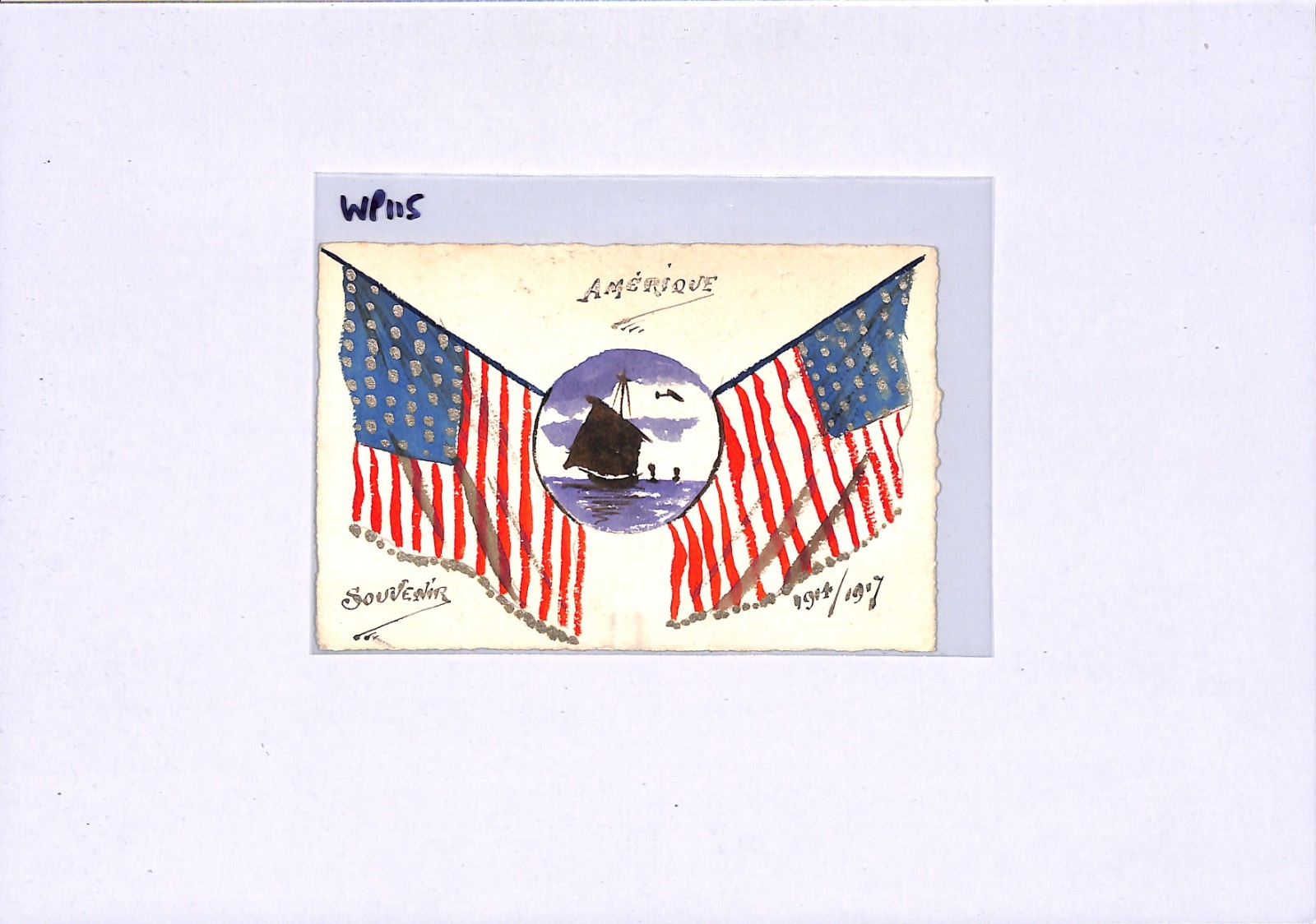USA SAILING American FLAGS WW1 ART Postcard *HAND-PAINTED* 1914/1917 WP115 - Image 12