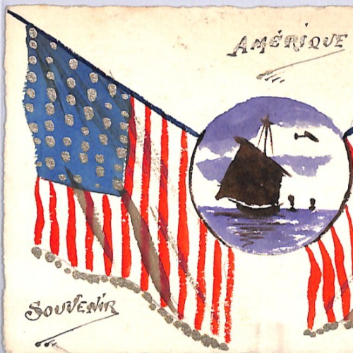 USA SAILING American FLAGS WW1 ART Postcard *HAND-PAINTED* 1914/1917 WP115 - Image 4