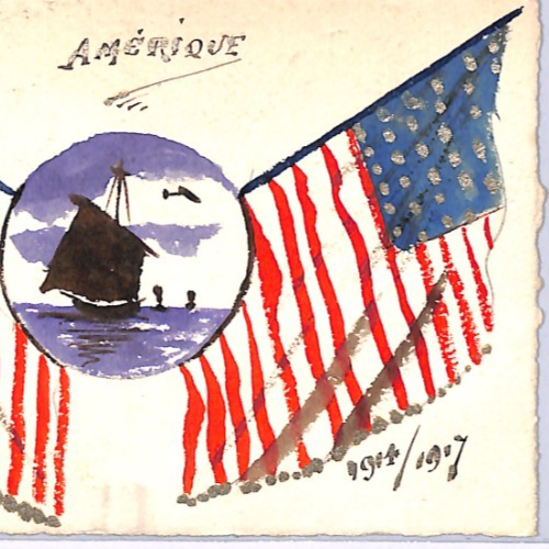 USA SAILING American FLAGS WW1 ART Postcard *HAND-PAINTED* 1914/1917 WP115 - Image 6