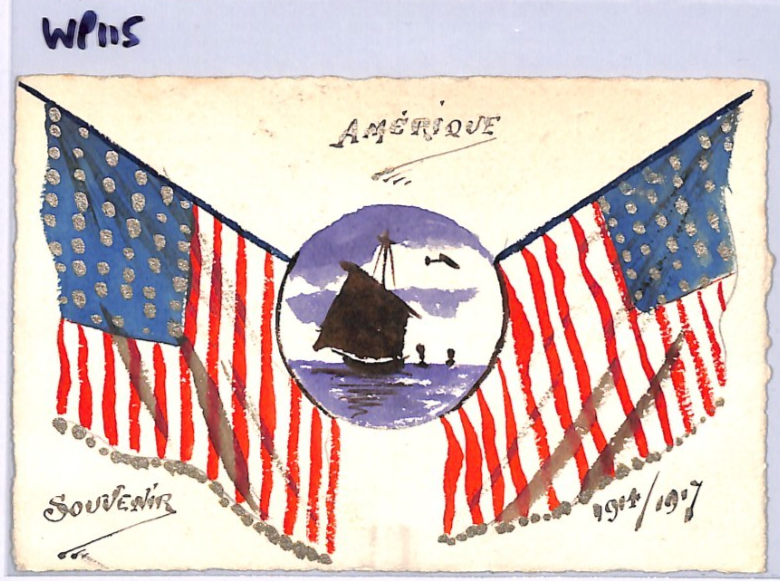 USA SAILING American FLAGS WW1 ART Postcard *HAND-PAINTED* 1914/1917 WP115 - Image 8