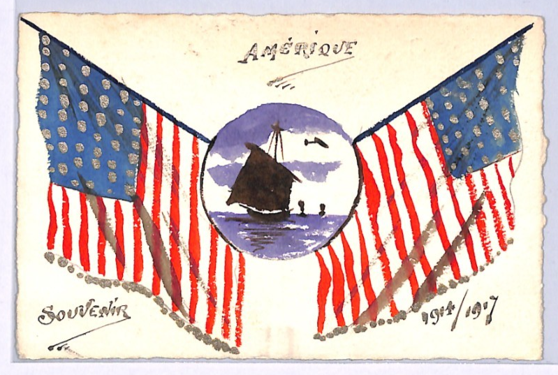 USA SAILING American FLAGS WW1 ART Postcard *HAND-PAINTED* 1914/1917 WP115