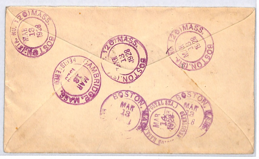 USA SPECTACULAR FRANKING Cover 3c *IMPERFORATES*{5} 1928 Boston Registered YH409 - Image 4