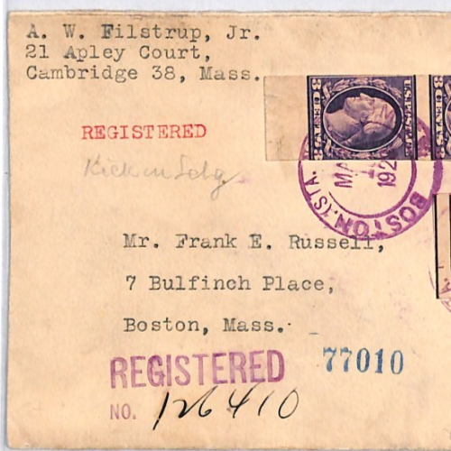 USA SPECTACULAR FRANKING Cover 3c *IMPERFORATES*{5} 1928 Boston Registered YH409 - Image 7