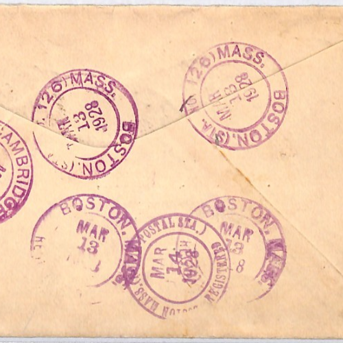 USA SPECTACULAR FRANKING Cover 3c *IMPERFORATES*{5} 1928 Boston Registered YH409 - Image 8