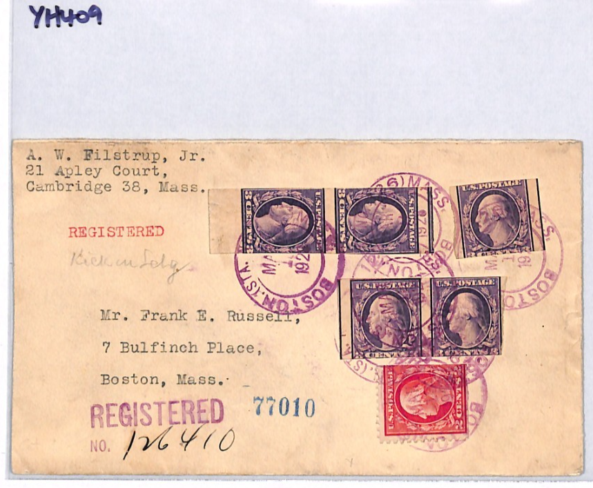 USA SPECTACULAR FRANKING Cover 3c *IMPERFORATES*{5} 1928 Boston Registered YH409 - Image 9