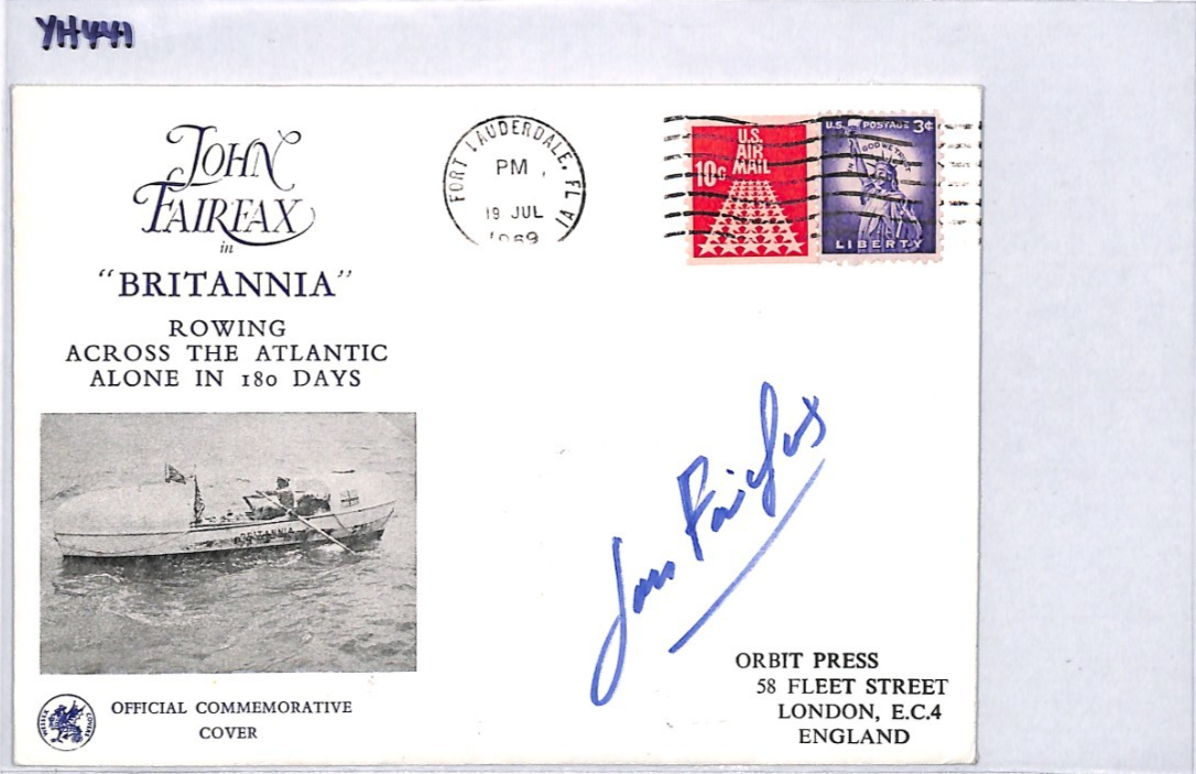 USA Solo TRANSATLANTIC ROWING *John Fairfax* SIGNED Cover 1969 London YH441 - Image 10