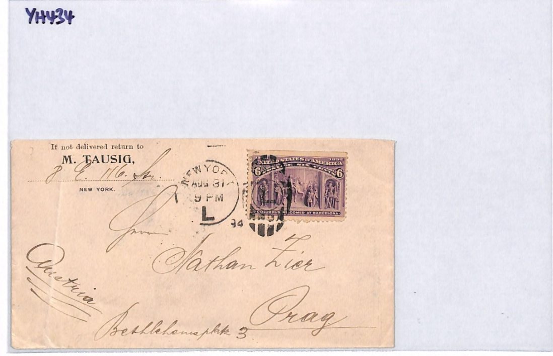USA TRANSATLANTIC Cover 6c COLUMBIAN Stamp New York 1894 Prague Austria YH434 - Image 13