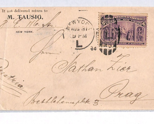 USA TRANSATLANTIC Cover 6c COLUMBIAN Stamp New York 1894 Prague Austria YH434 - Image 16