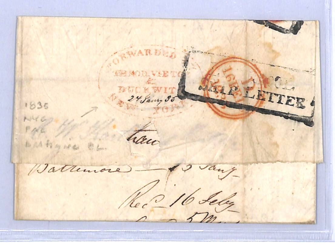USA TRANSATLANTIC Cover FORWARDED *DUCKWIT NY* Oval FAC Baltimore? London WO49 - Image 5