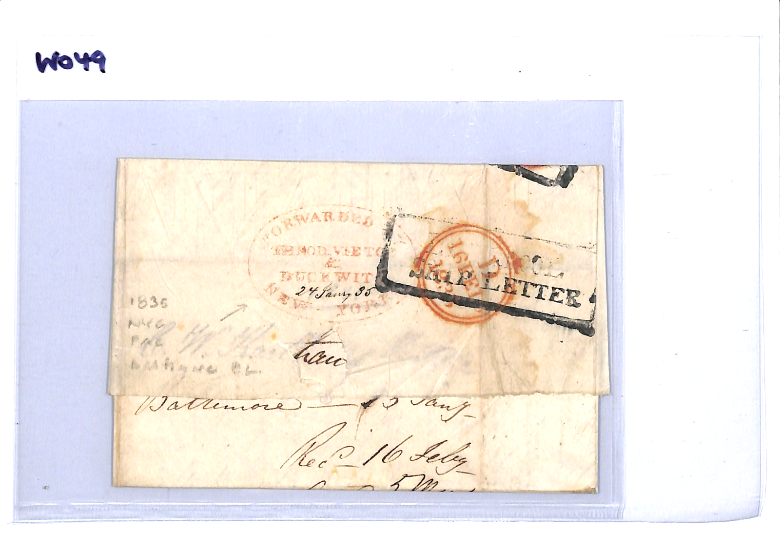 USA TRANSATLANTIC Cover FORWARDED *DUCKWIT NY* Oval FAC Baltimore? London WO49 - Image 7