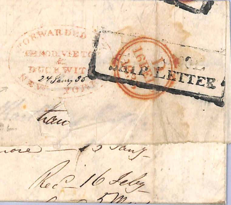 USA TRANSATLANTIC Cover FORWARDED *DUCKWIT NY* Oval FAC Baltimore? London WO49